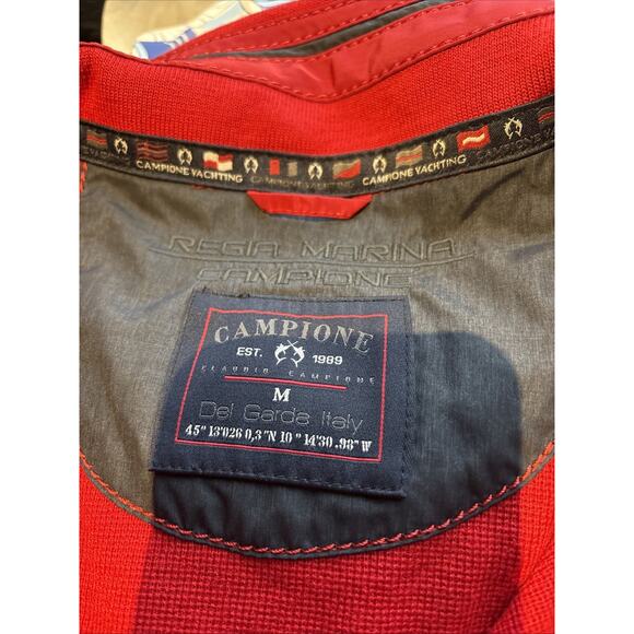 Claudio Campione Men’s red sweater ¼ Zip Yachting Pullover taping logo embroirdy - Picture 8 of 14